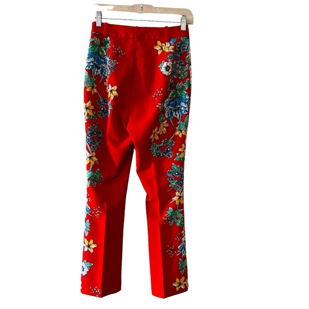 Zara Red Floral Hi arise Crop Pants Size XS Red - Picture 6 of 12